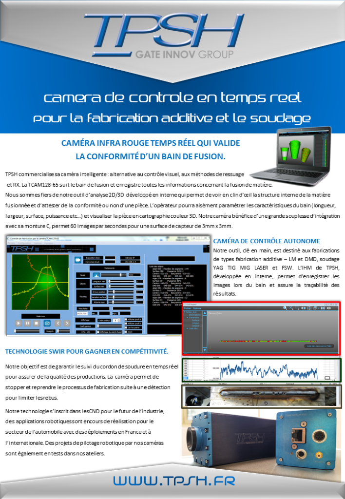 TCAM12865_TPSH_camera de soudage_suivi bain de fusion_fabrication additive